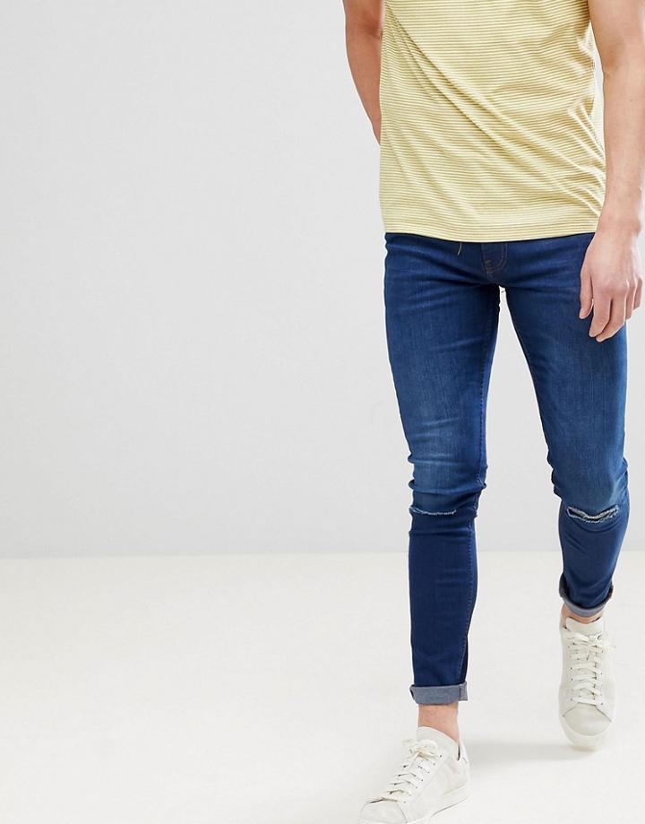 Ringspun Super Skinny Ripped Jeans-blue