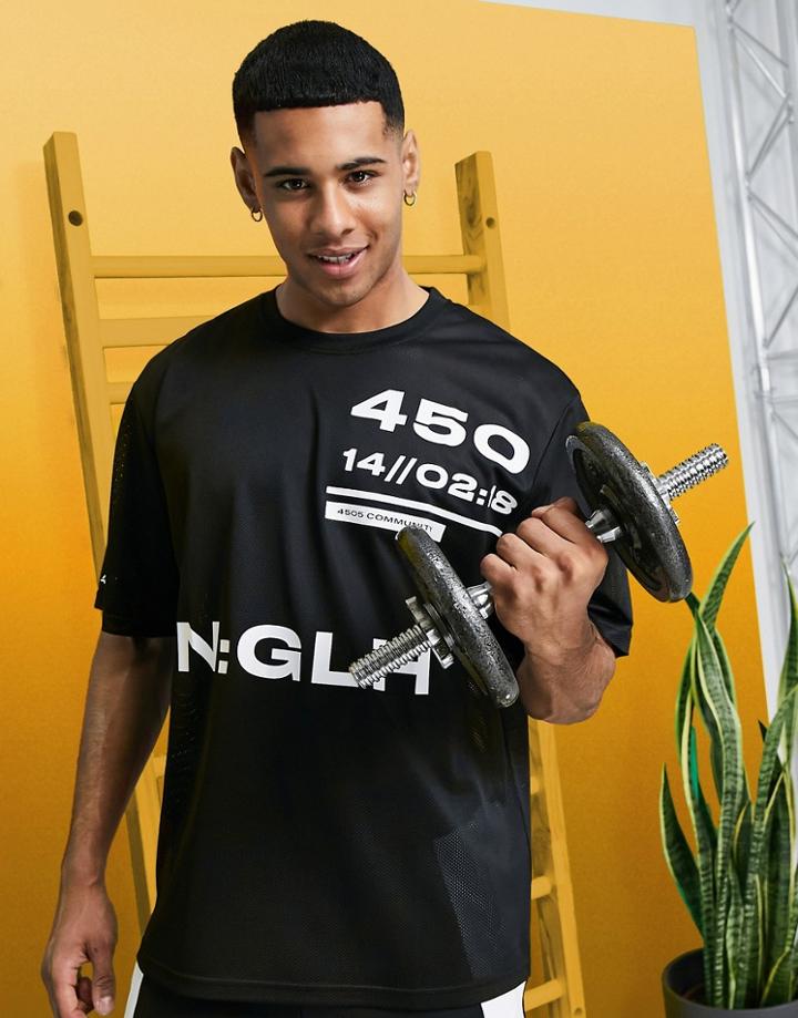 Asos 4505 Relaxed Fit Workout T-shirt With Print-black