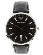 Emporio Armani Ar2411 Leather Watch - Black