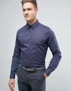 Ted Baker Slim Denim Shirt With Pindot - Navy