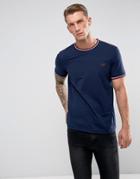 Fred Perry Slim Fit Crew Neck Twin Tipped T-shirt Navy - Navy