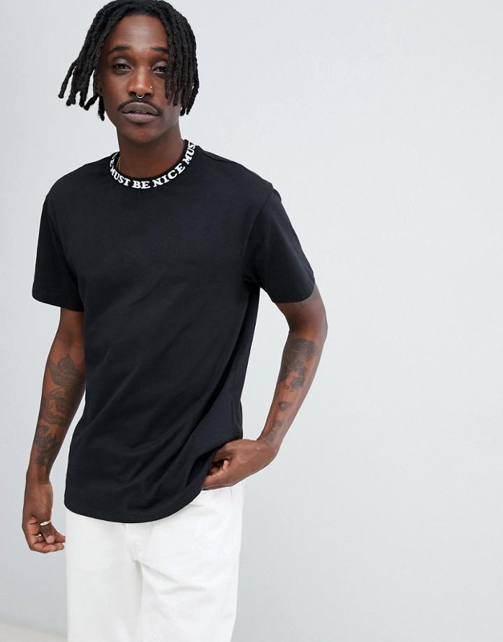 Ripndip Jacquard Ribbed T-shirt With Neck Taping In Black - Black