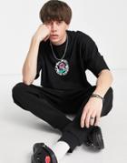 Crooked Tongues Oversized T-shirt With Skateboard Ct Man Graphic Print In Black - Part Of A Set