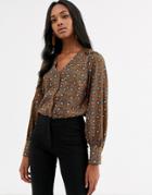 Y.a.s Balloon Sleeve Printed Shirt