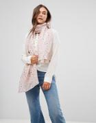 Only Star Print Lightweight Scarf - Pink