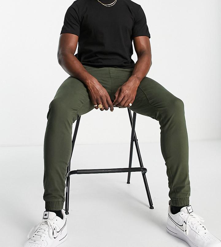 Soul Star Tall Skinny Cuffed Ankle Pants In Khaki-green