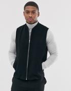 Asos Design Wool Mix Vest In Black