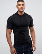 Asos Extreme Muscle Polo Shirt In Black - Black