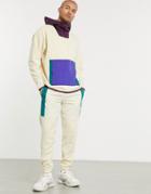 Asos Design Co-ord Tapered Sweatpants In Polar Fleece With Nylon Panels-grey