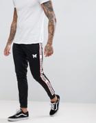 Good For Nothing Skinny Joggers In Black With Taping Logo - Navy