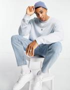 Asos Design Oversized Lambswool Crew Neck Sweater In Light Blue-blues