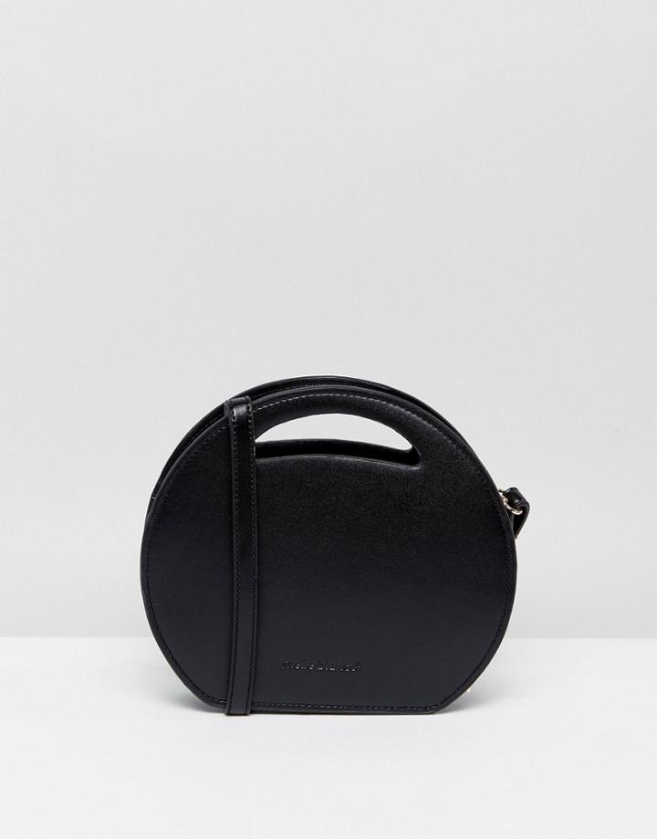Melie Bianco Vegan Leather Smooth Round Crossbody Bag - Black