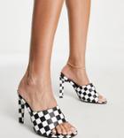 Raid Wide Fit Kaylor Heel Mule Sandals In Monochrome Checkerboard-multi