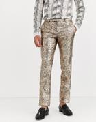 Twisted Tailor Super Skinny Pants In Metallic Leopard Print-gold