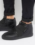 Sixth June Mid Top Sneakers In Black With Strap - White
