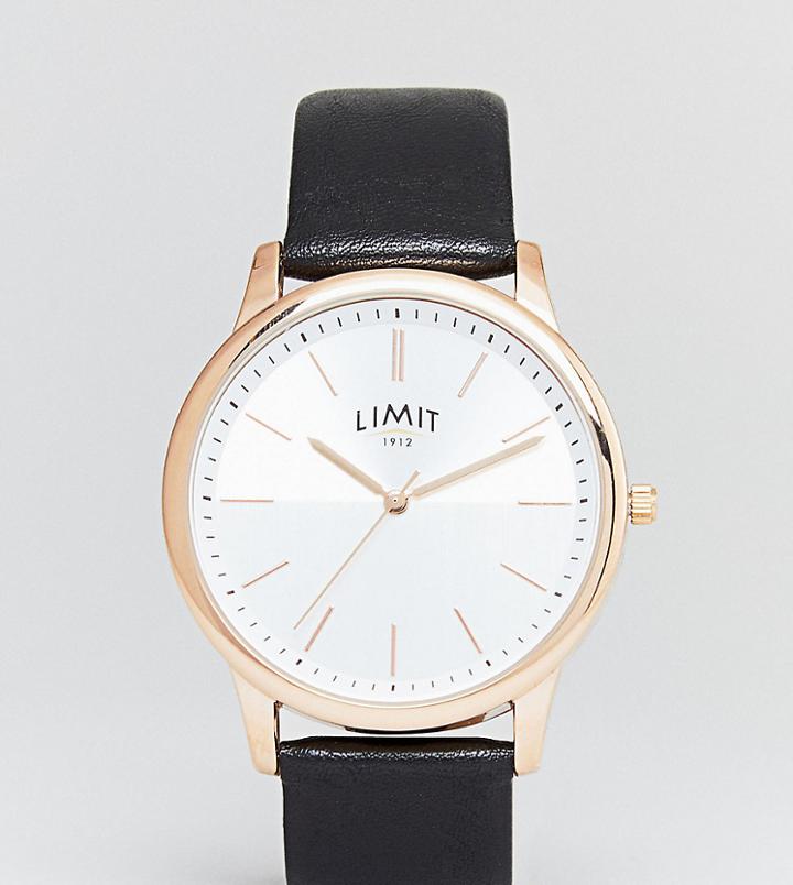 Limit Black Faux Leather Watch Exclusive To Asos - Black