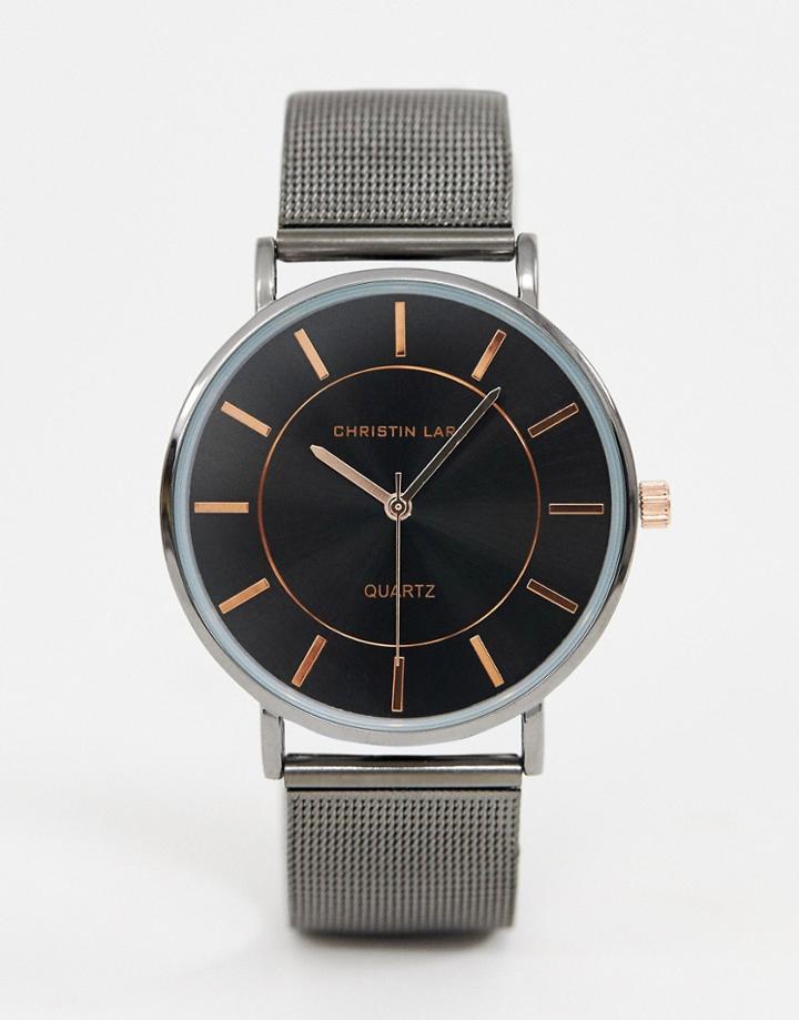 Christian Lars Mens Gunmetal Mesh Watch - Gray