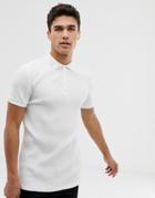 Asos Design Muscle Fit Polo In Rib In White - White