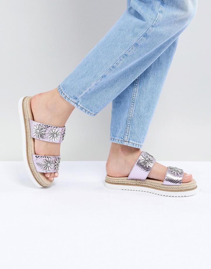 Asos Design Jewella Embellished Espadrille Sliders - Purple
