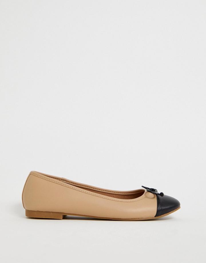 Asos Design Larva Toe Cap Ballet Flats-multi