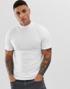 Asos Design Knitted Cotton Turtleneck T-shirt In White - White