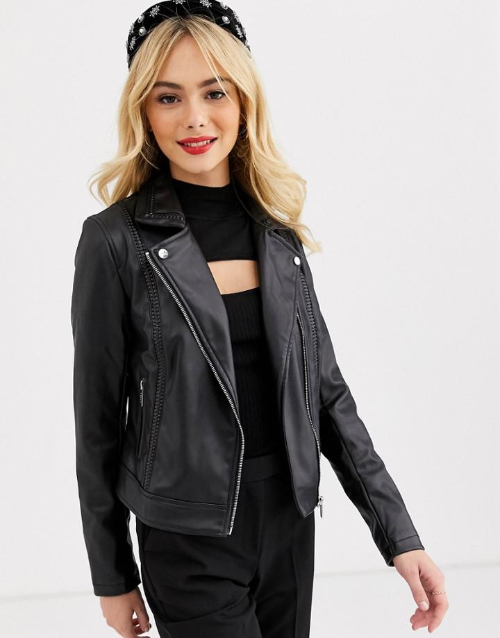 Lipsy Pu Biker Jacket In Black