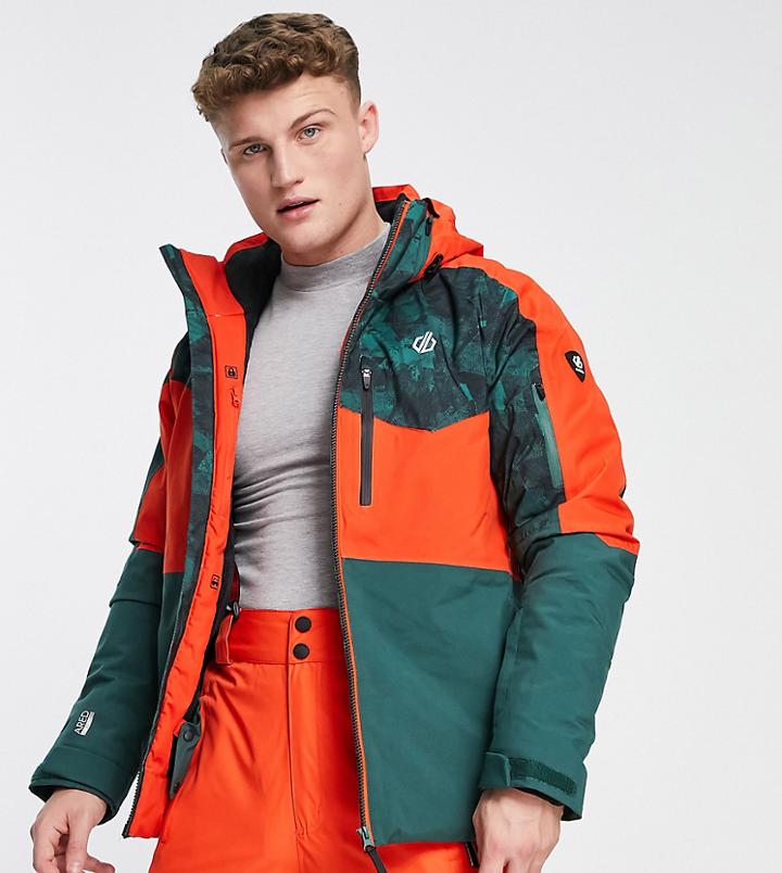 Dare 2b Supernova Ski Jacket In Amber Glow And Fern Green-orange