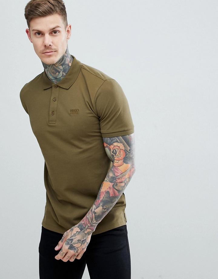 Hugo Donos Logo Polo Shirt In Khaki - Green