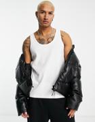 Asos Design Rib Detail Tank Top In White