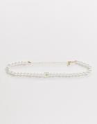 Asos Design Choker Necklace With Daisy Pearl-gold