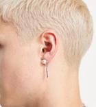 Designb Exclusive Feather And Faux Pearl Drop Earring In Silver