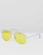 Jeepers Peepers Aviator Sunglasses In Yellow - Yellow