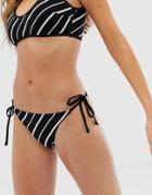 Glamorous Tie Side Bikini Bottom In Stripe