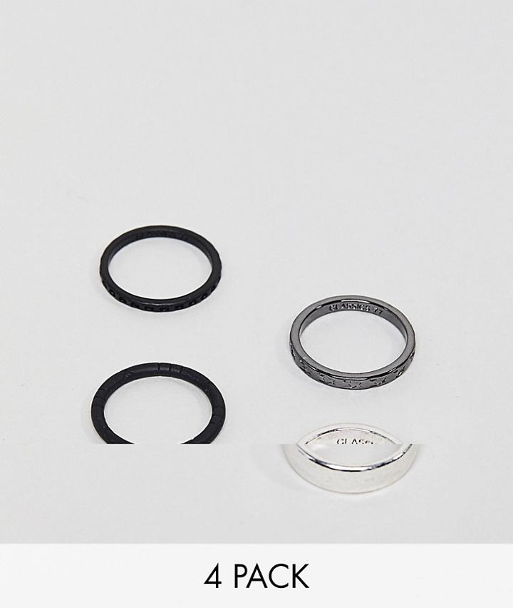 Classics 77 Mixed Metal Band Rings In 4 Pack - Black