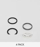 Classics 77 Mixed Metal Band Rings In 4 Pack - Black