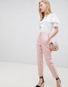 Asos Design Tailored Linen Cigarette Pants - Pink