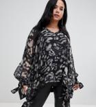 Religion Plus Smock Top In Leopard - Black