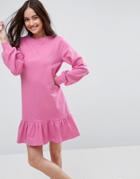 Asos Sweat Dress With Pephem - Pink