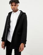 Emporio Armani Fleece Lined Duffle Coat In Black - Black