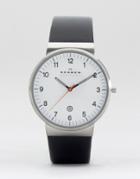 Skagen Ancher Black Leather Watch Skw6024 - Black
