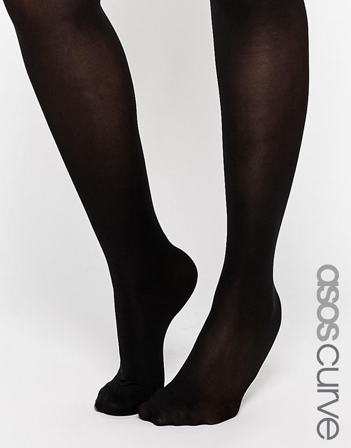 Asos Curve 60 Denier Tights With Bum Tum And Thigh Support - Black