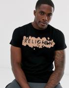 Religion T-shirt With Chest Print In Black - Black