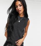 Only Tall Knitted Tank In Gray Heather-grey
