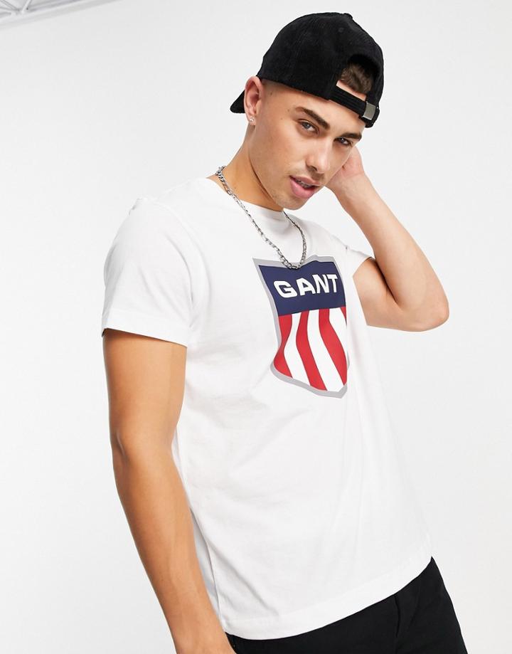 Gant Retro Shield Logo T-shirt In White