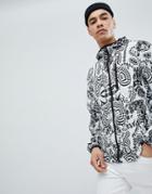 Versace Jeans Windbreaker Jacket In White With Tiger Spiral Print - White