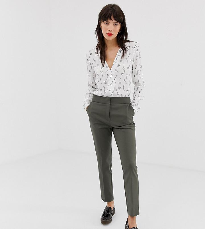 Warehouse Slim Leg Pants In Khaki - Green