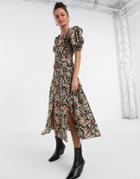 Topshop Grunge Midi Dress In Floral Print-multi