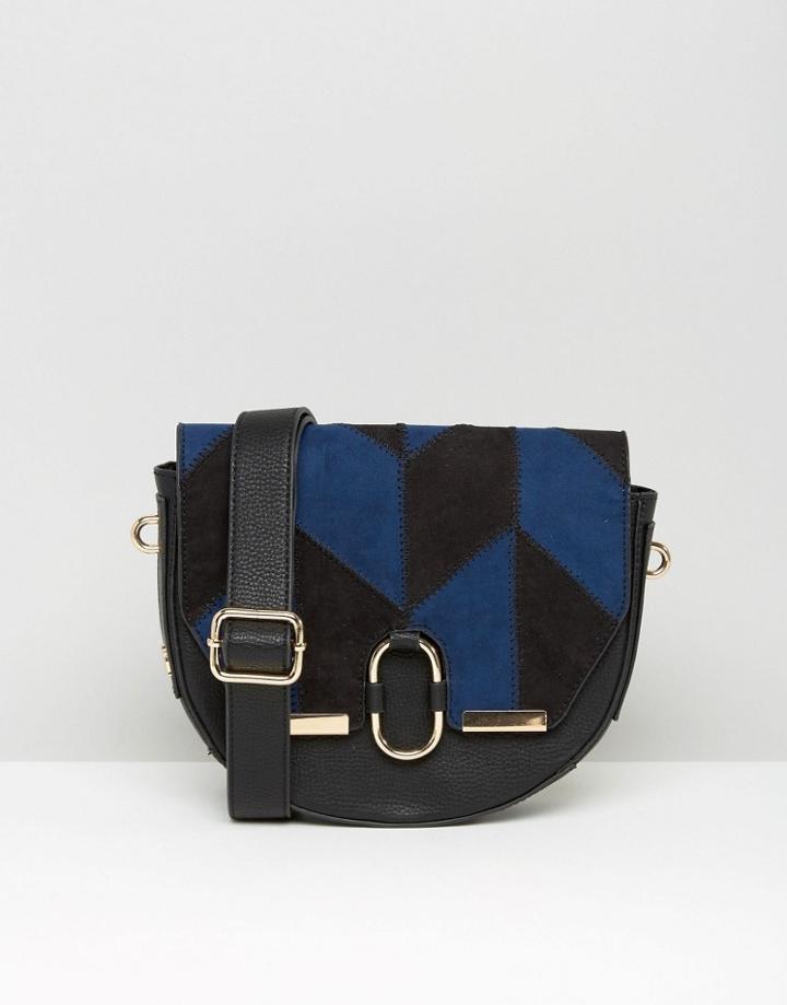 Faith Suedette Saddle Bag In Patchwork - Multi