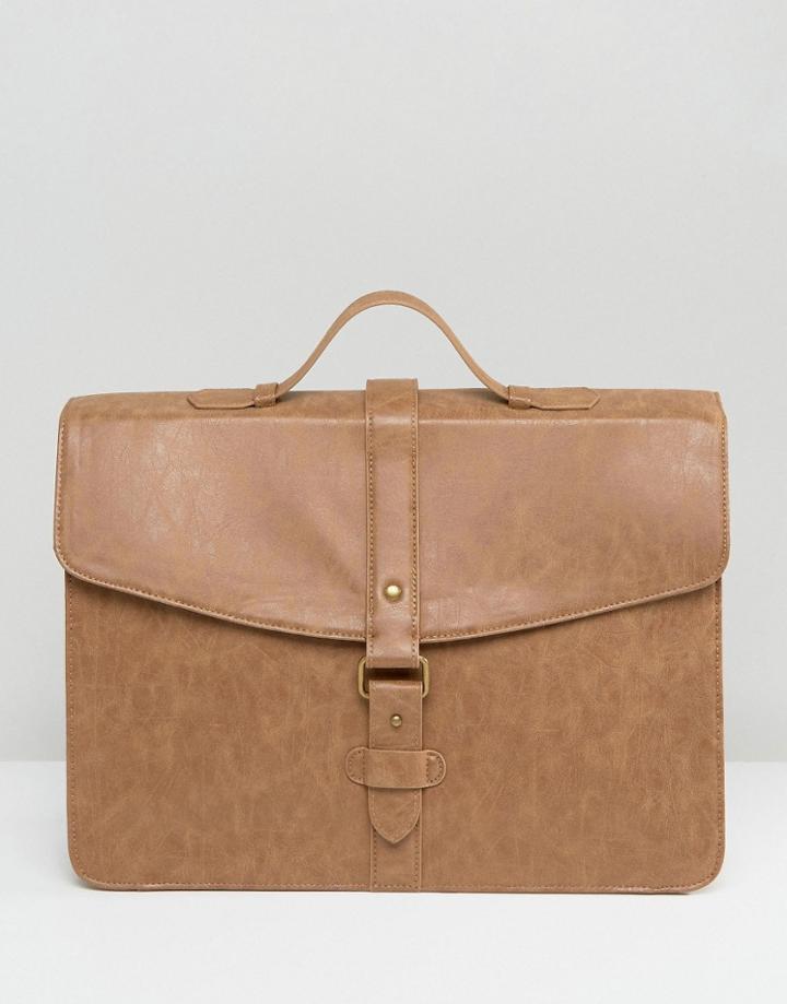 Asos Satchel In Light Tan Faux Leather - Tan