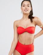 Missguided Mix And Match Twist Bandeau Bikini Top - Red